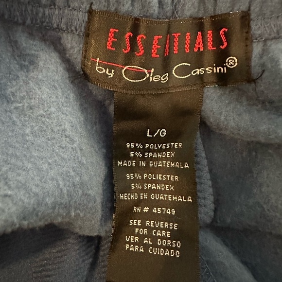 Essentials by Oleg Cassini Vintage Fleece Casual Pant Blue Wide Leg  SZ L - Picture 4 of 5